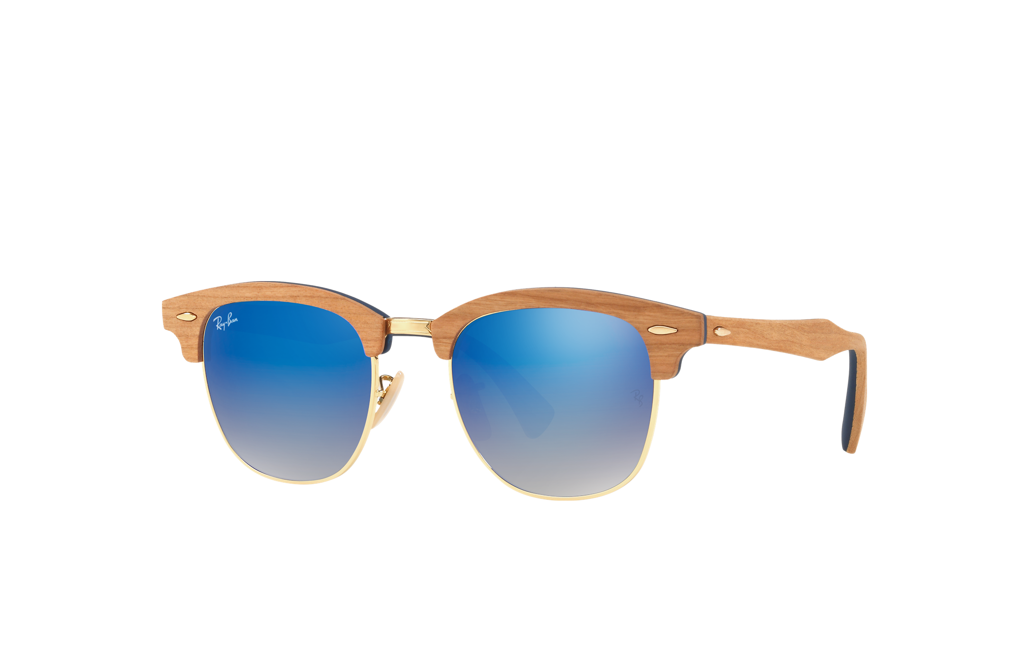 Clubmaster Wood Sunglasses in Blue and Blue | Ray-Ban®