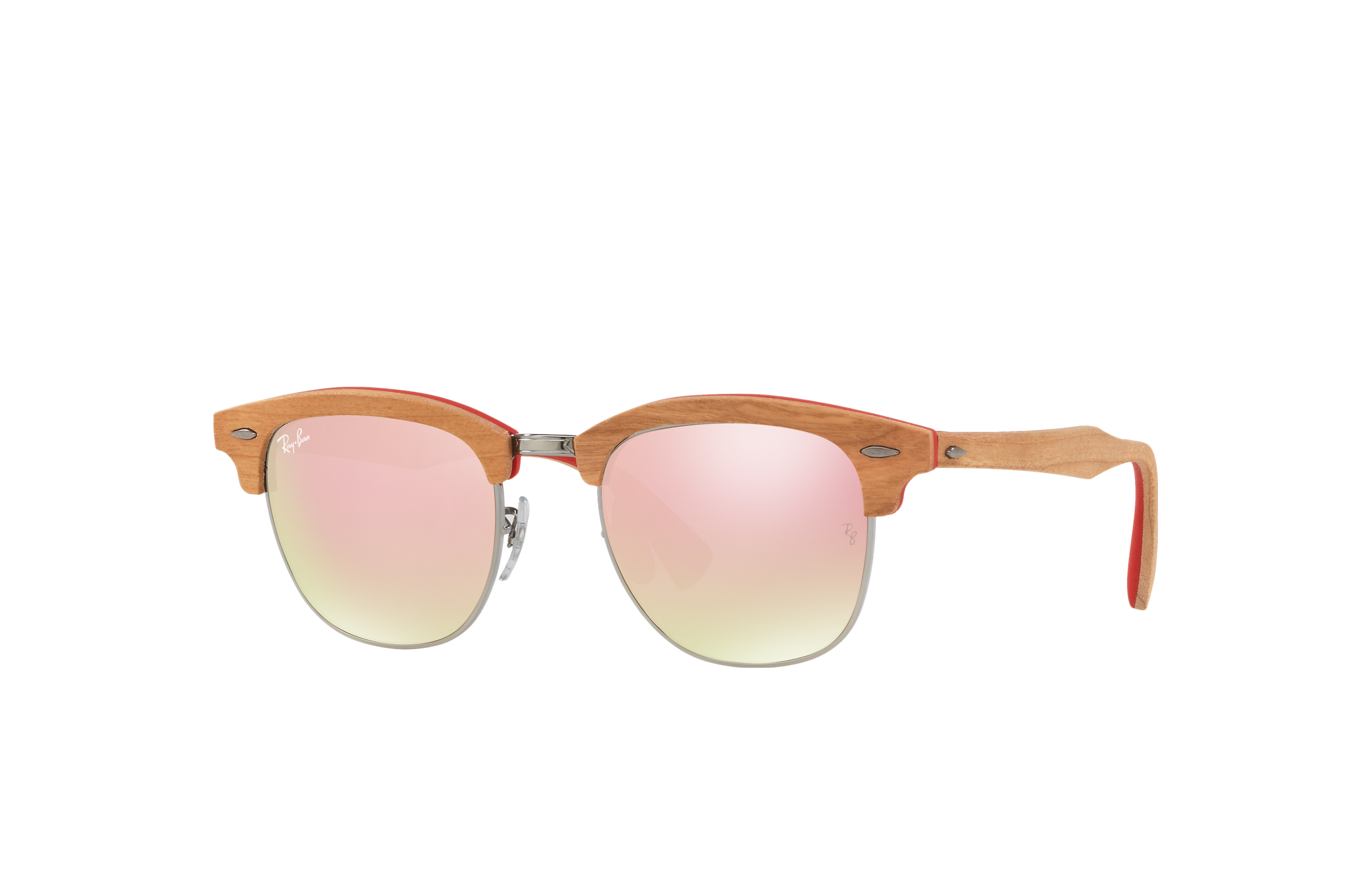 Clubmaster Wood Sunglasses in Red and Copper | Ray-Ban®