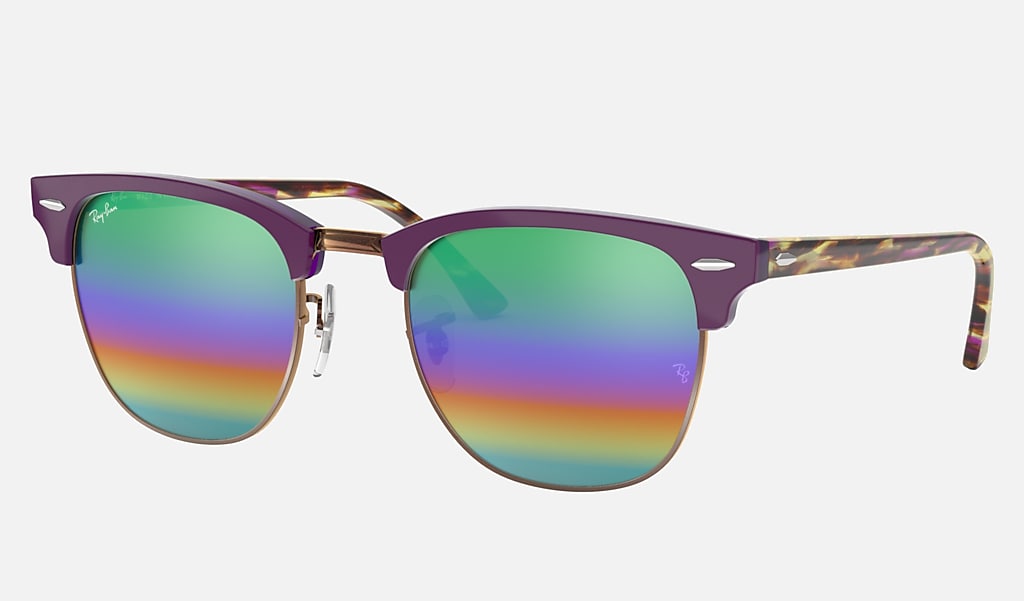 Clubmaster Mineral Flash Lenses Sunglasses in Bronze and Green Rainbow | Ray -Ban®