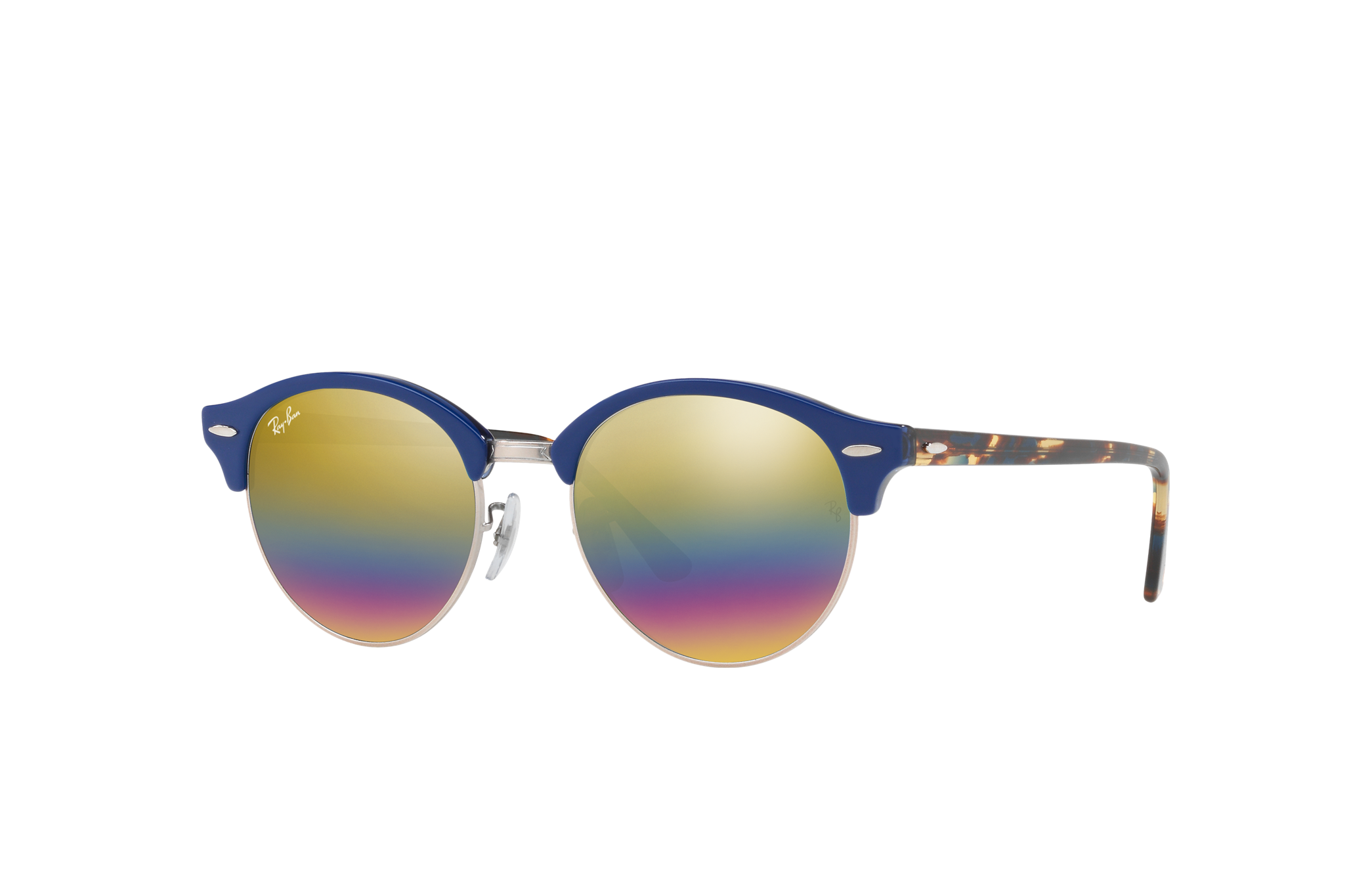 Clubround Mineral Flash Lenses Sunglasses in Blue and Gold Rainbow | Ray-Ban ®