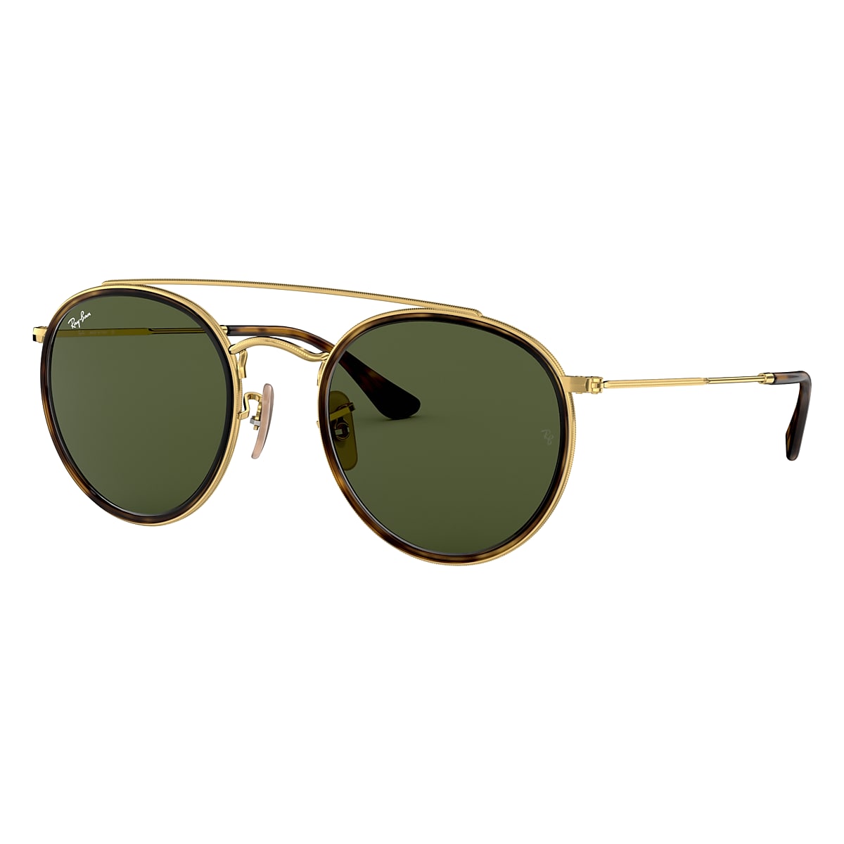 ROUND DOUBLE BRIDGE Sunglasses in Gold and Green - RB3647N | Ray 
