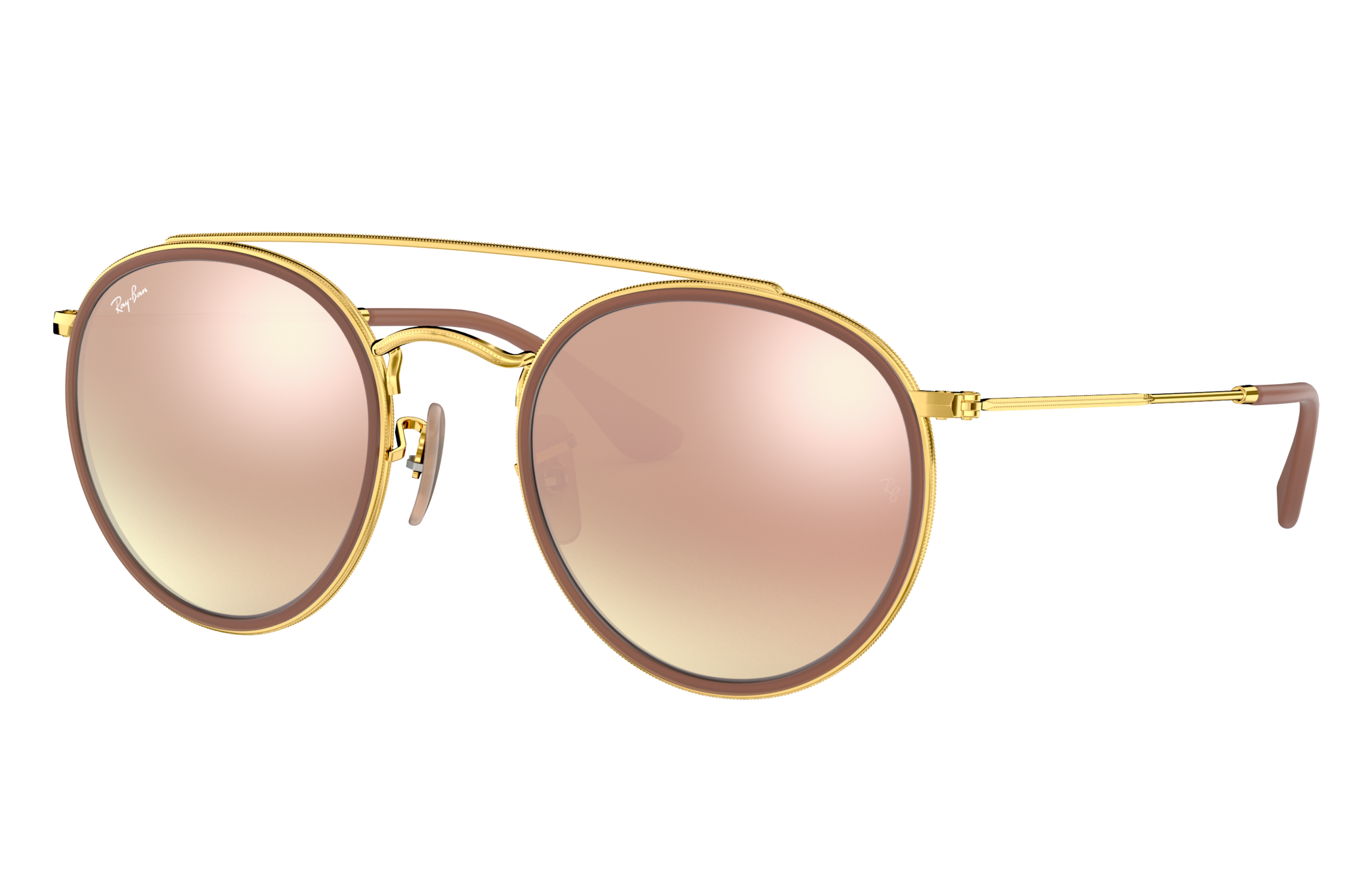 Round Double Bridge Sunglasses in Gold and Copper | Ray-Ban®