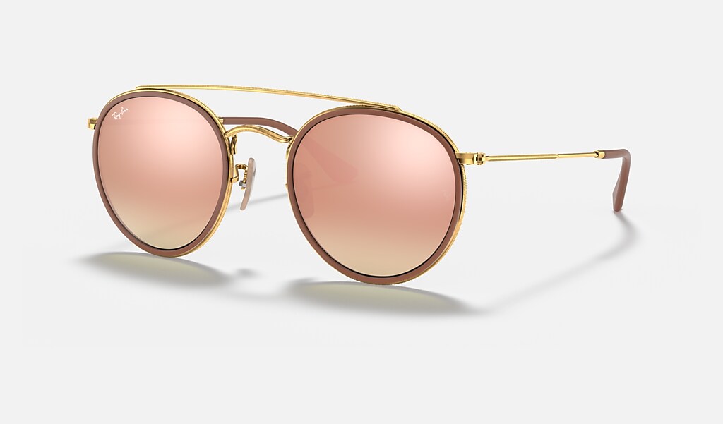 lavendel Omzet tempo Round Double Bridge Sunglasses in Gold and Copper | Ray-Ban®