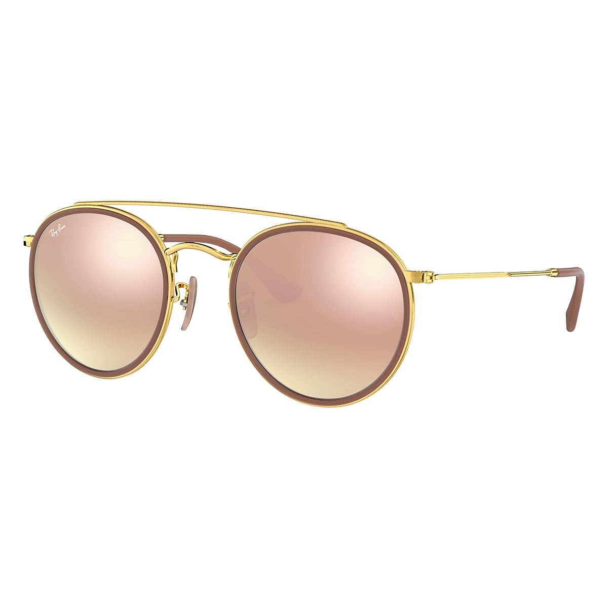 Round Double Bridge Sunglasses in Gold and Copper | Ray-Ban®