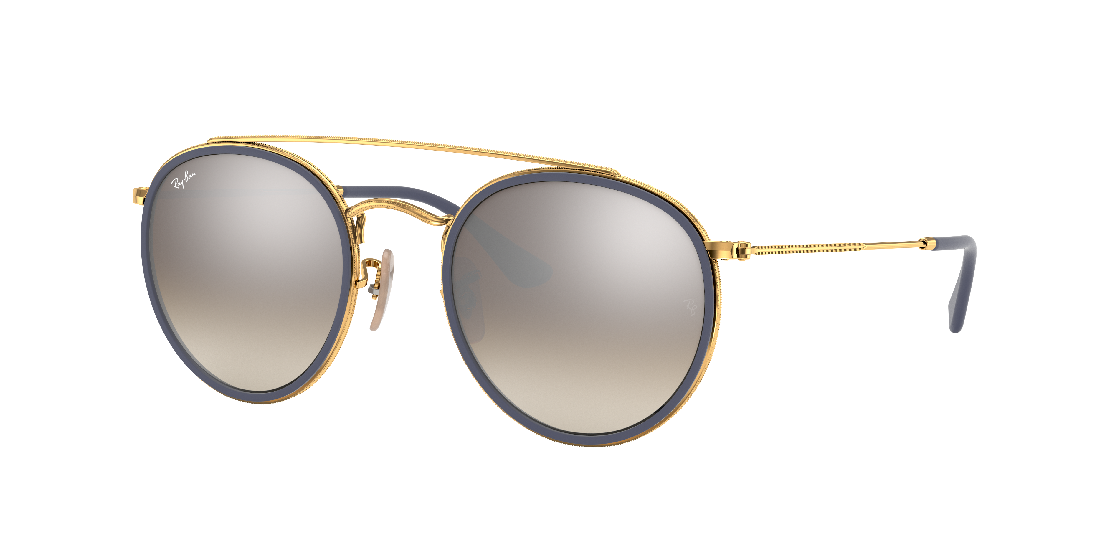Round Double Bridge Sunglasses in Gold and Silver Ray-Ban®