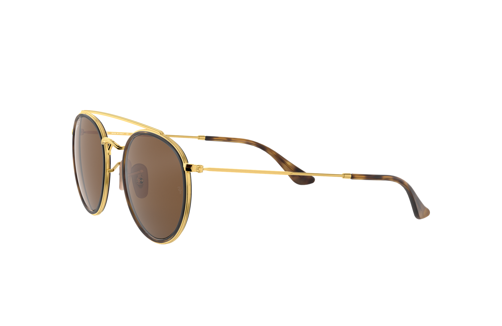 Occhiali da Sole Round Double Bridge in Oro e Marrone | Ray-Ban®