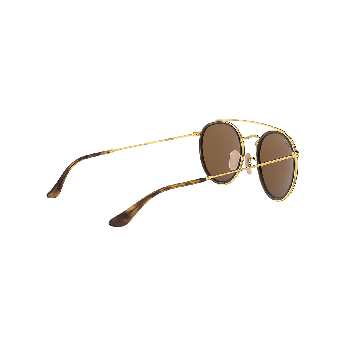 ROUND DOUBLE BRIDGE Sunglasses in Gold and Brown RB3647N Ray