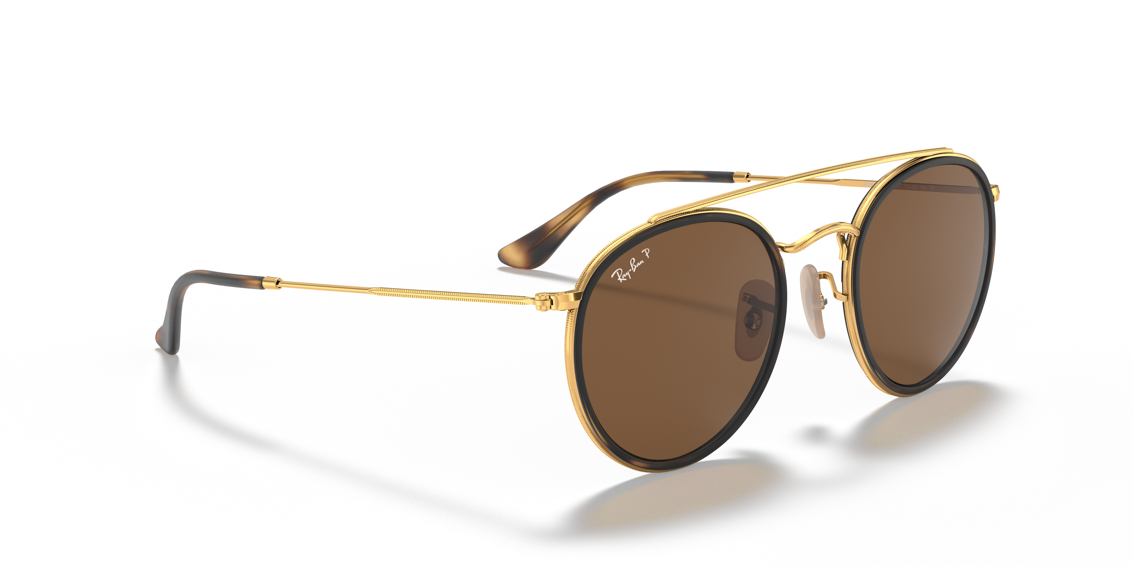 ray ban round gold brown