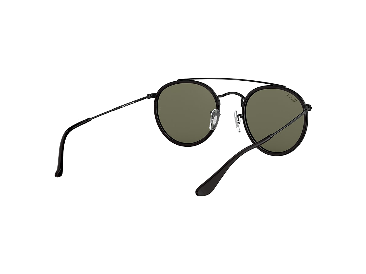 Round Double Bridge Sunglasses in Black and Green | Ray-Ban®