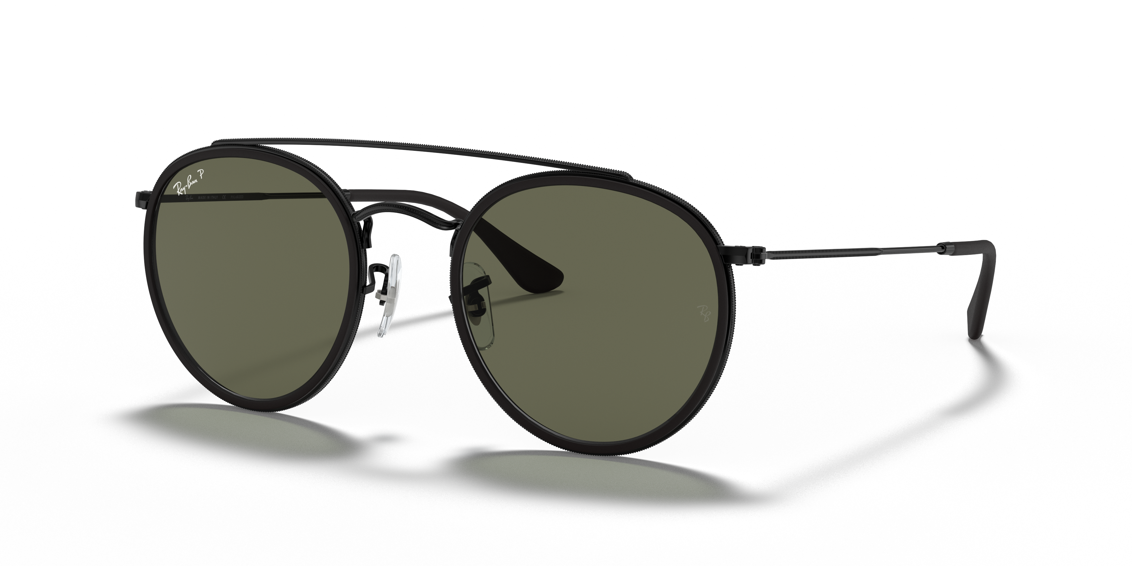 ROUND DOUBLE BRIDGE Sunglasses in Black and Green - RB3647N | Ray