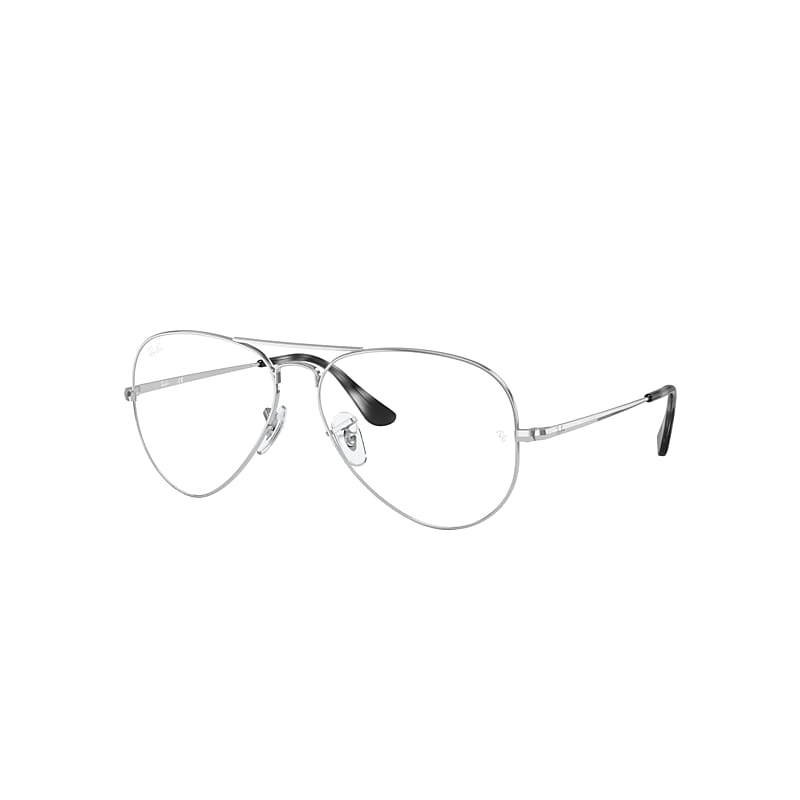 Ray-Ban Aviator Optics Eyeglasses Silver Frame Clear Lenses 55-14