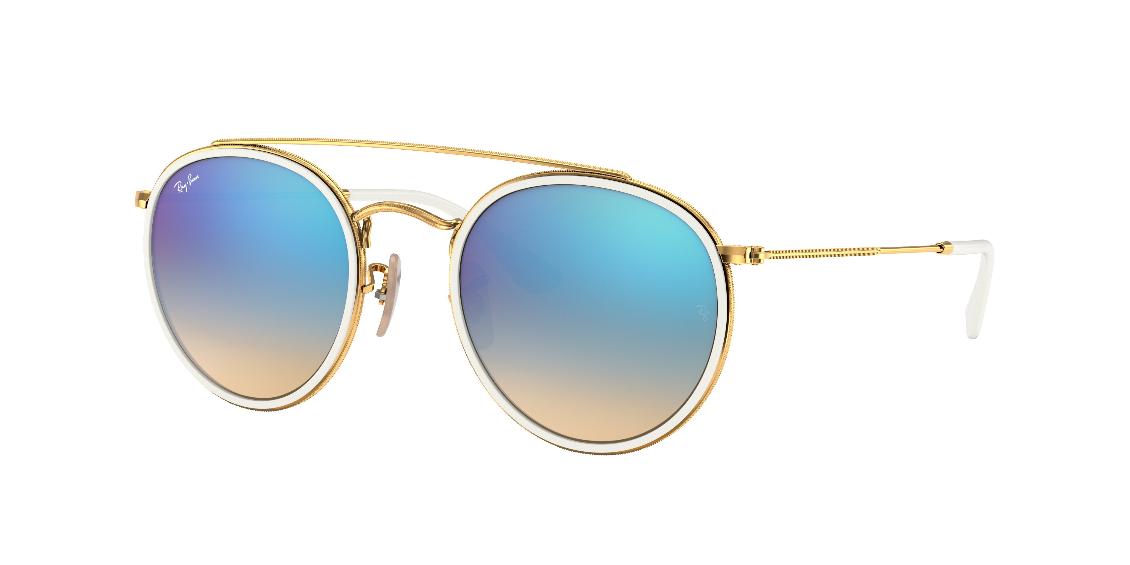 token zelf bereiken Round Double Bridge Sunglasses in Gold and Blue - RB3647N | Ray-Ban® US