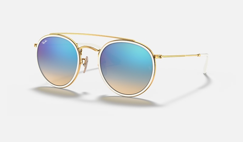 Awakening lysere balance ROUND DOUBLE BRIDGE Sunglasses in Gold and Blue - RB3647N | Ray-Ban® US