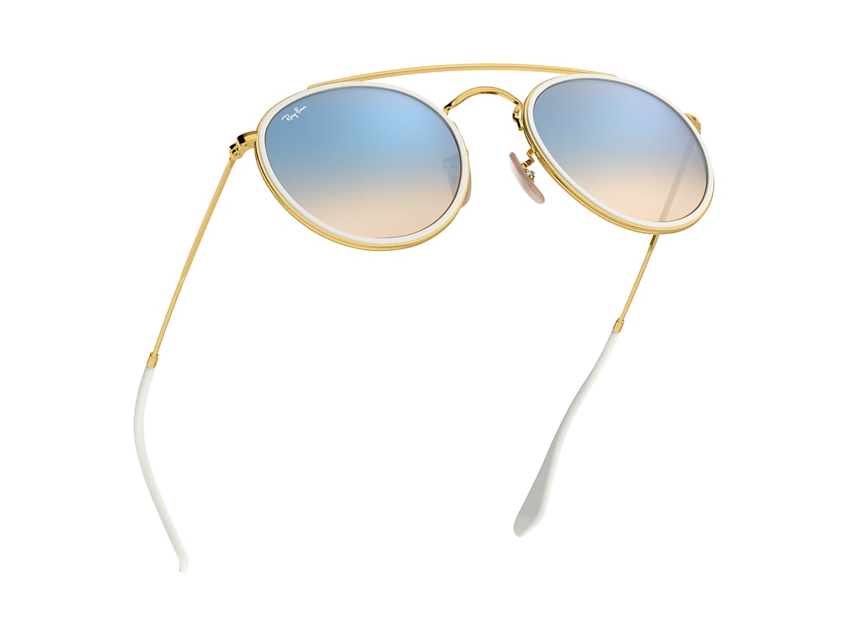 Ray-Ban Round Double-Bridge RB3647 Glass Sunglasses - Gold/Silver Gradient Flash Mirror - Standard