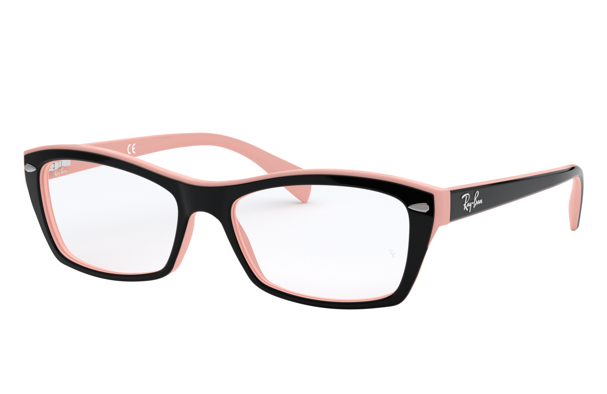 pink and black ray ban glasses