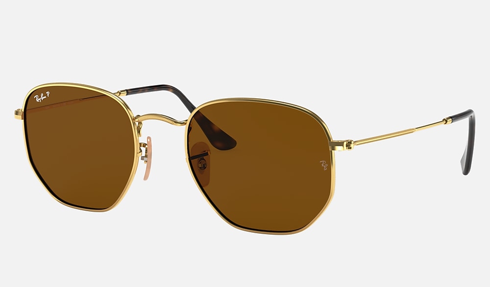 HEXAGONAL FLAT LENSES Sunglasses in Arista Gold and B-15