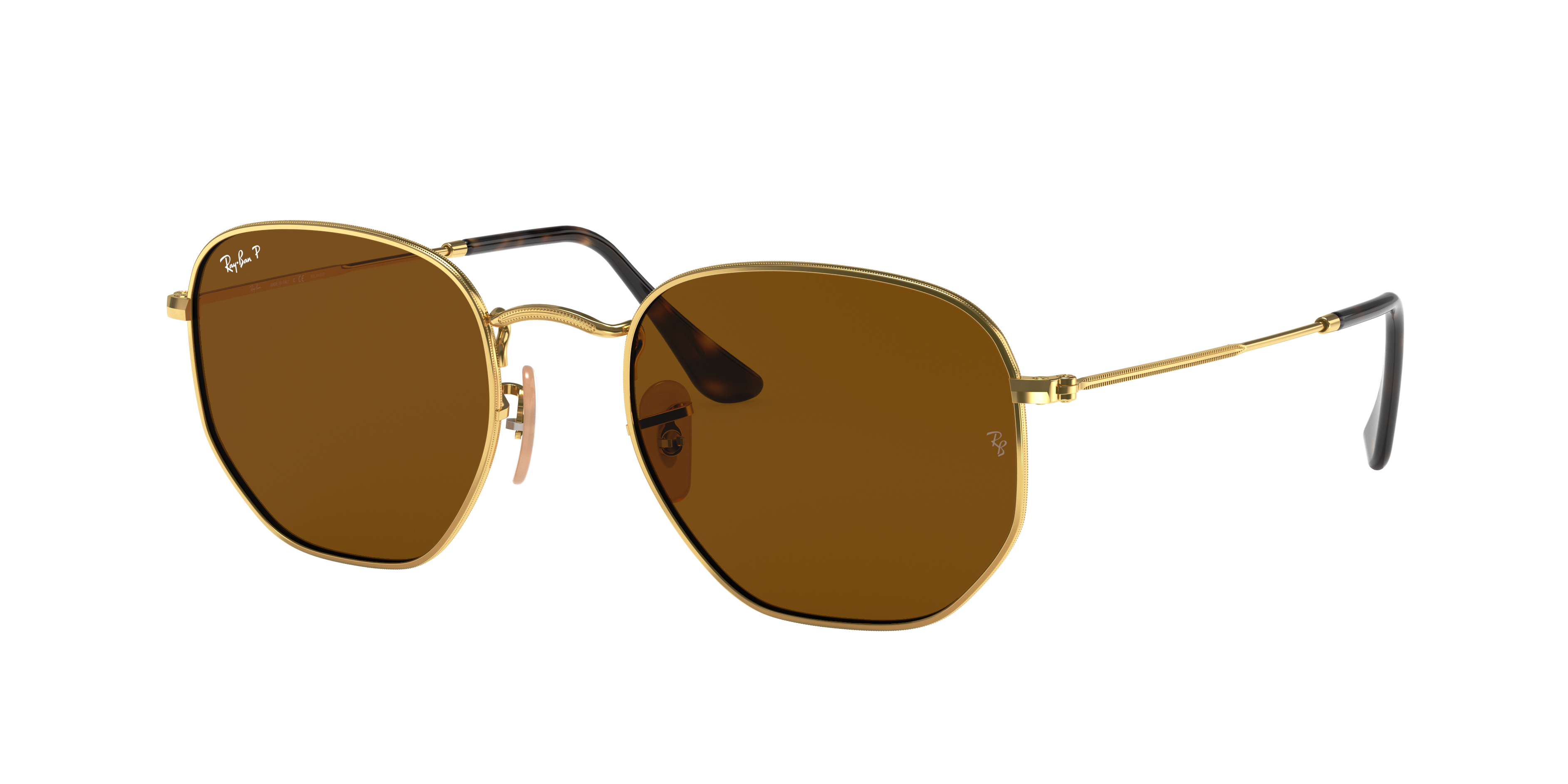 Hexagonal Flat Lenses Sunglasses in Gold and Brown