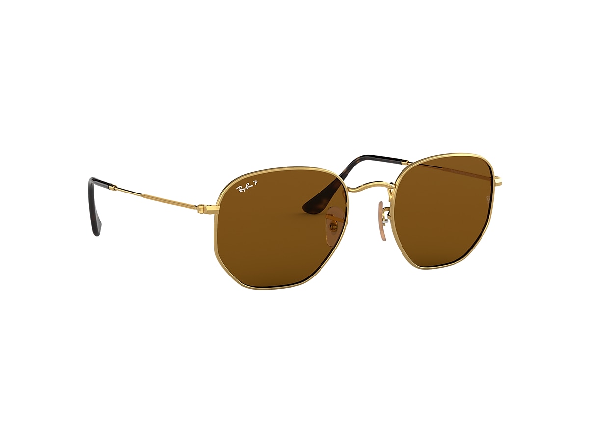 Presentador Auto Ciudad Menda HEXAGONAL FLAT LENSES Sunglasses in Gold and Brown - RB3548N | Ray-Ban® US