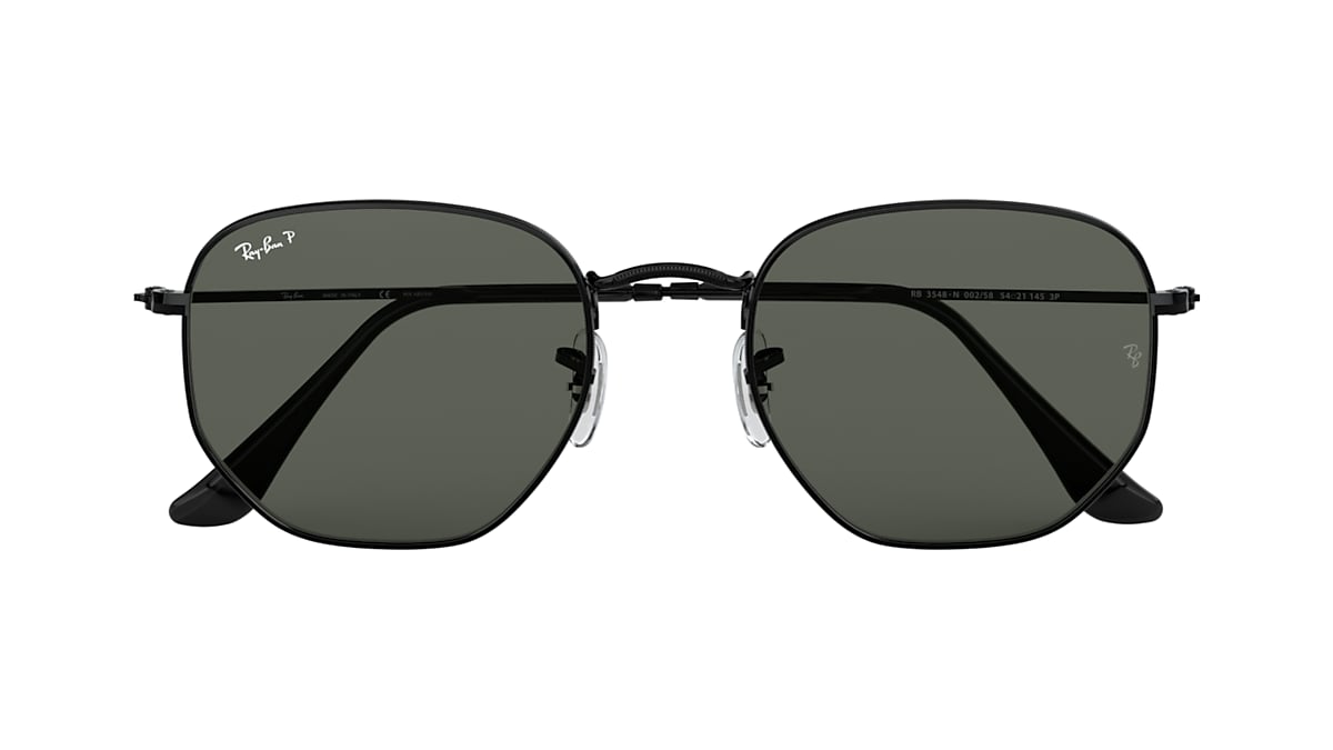 Hexagonal Flat Lenses Sunglasses in Black and Green | Ray-Ban®