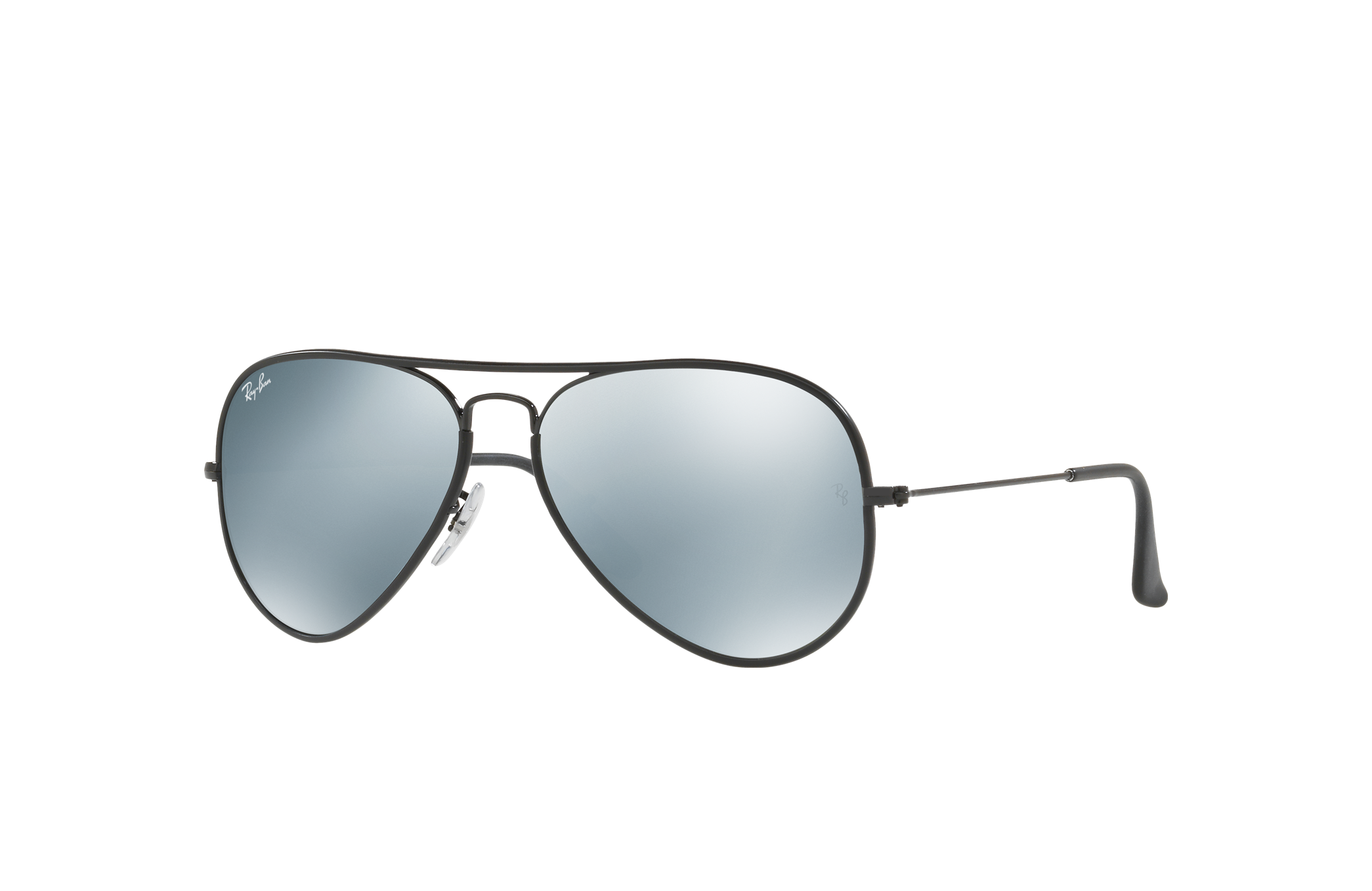 Aviator Full Color Sunglasses in Black and Silver | Ray-Ban®