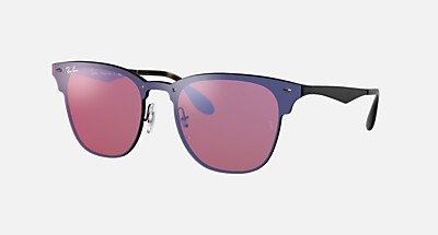 Ray-Ban Blaze factory Clubmaster Gold Frame Pink Mirror Lenses Unisex Sunglasses