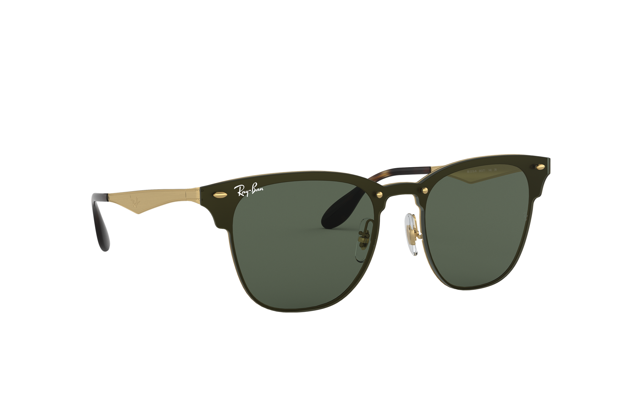 【レイバン公式ストア】 Ray-Ban® BLAZE CLUBMASTER サングラス | ゴールド X ダークグリーン - RB3576N