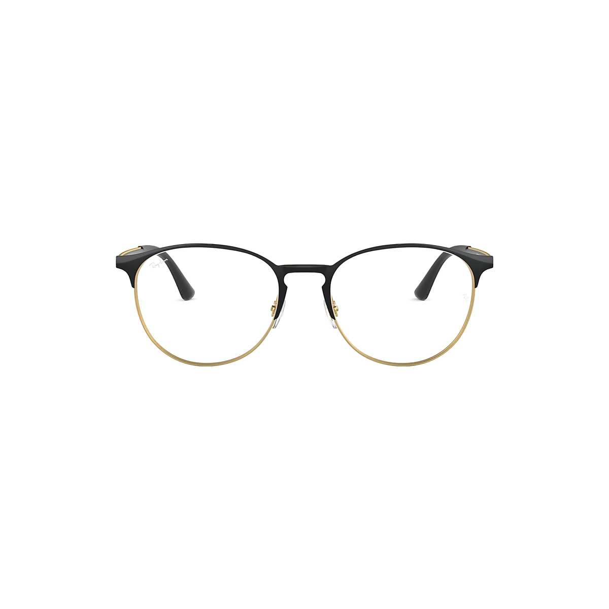 Ray-Ban Eyeglasses Unisex Rb6375 Optics Prescription - Black On Gold Frame Clear Lenses 53-18 Polarized