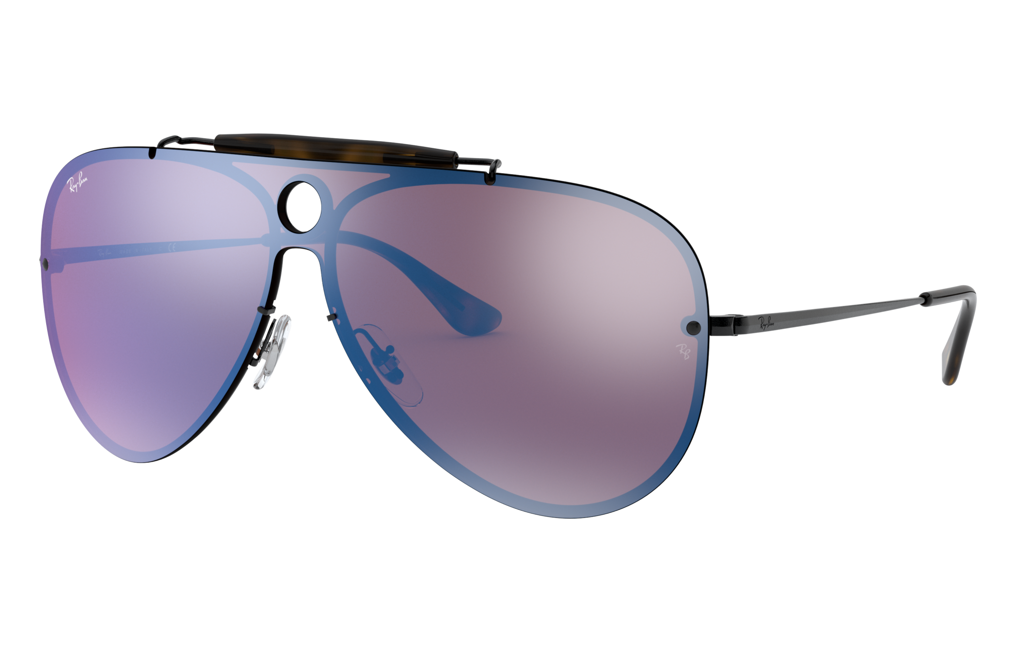 Blaze Shooter Sunglasses in Black and Violet/Blue | Ray-Ban®