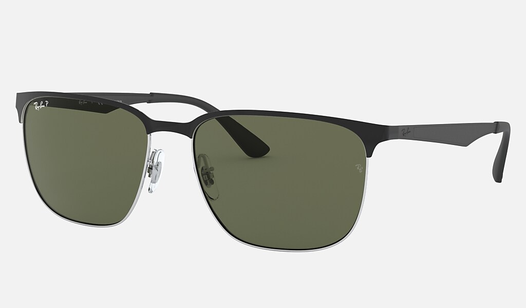 Rb3569 Sunglasses in Black On Silver and Green | Ray-Ban®