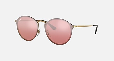 Ray-Ban Blaze Round Sunglasses Black Silver Metal Frame Gray