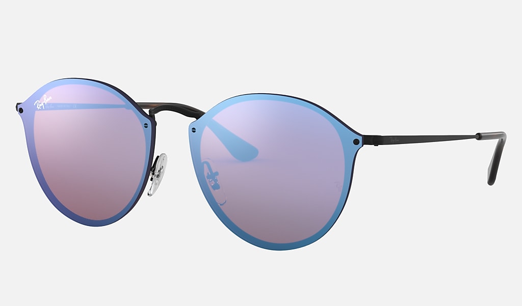 Blaze Round Sunglasses in Black and Violet/Blue | Ray-Ban®