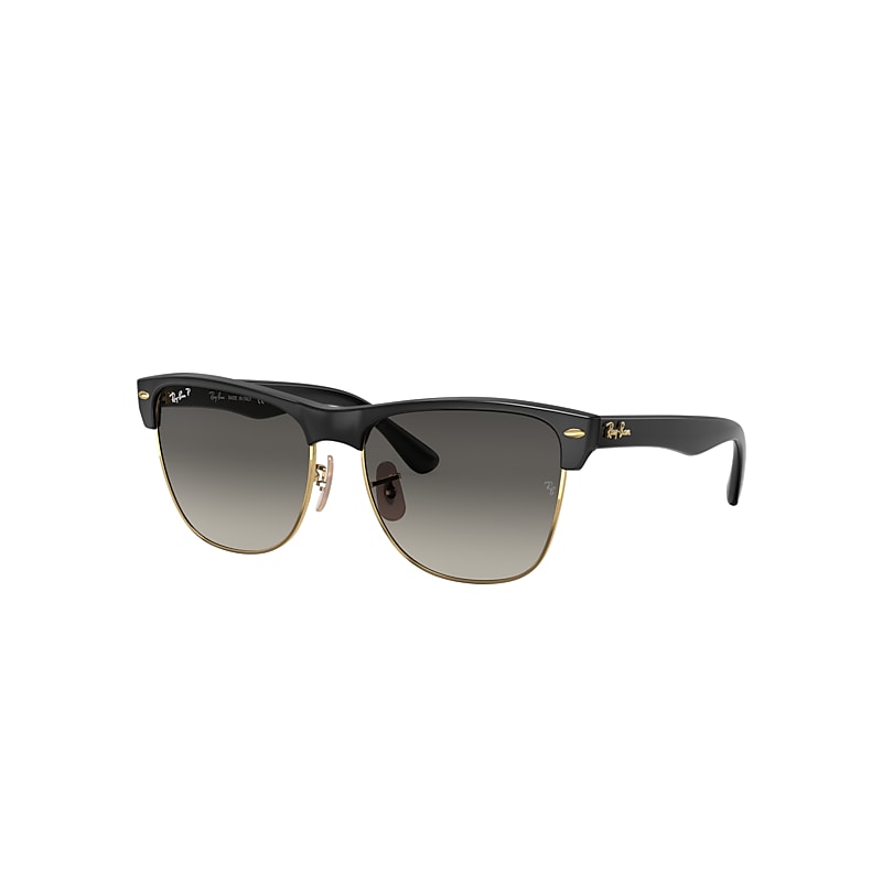 Ray-Ban Clubmaster Oversized Sunglasses Black Frame Grey Lenses Polarized 57-16