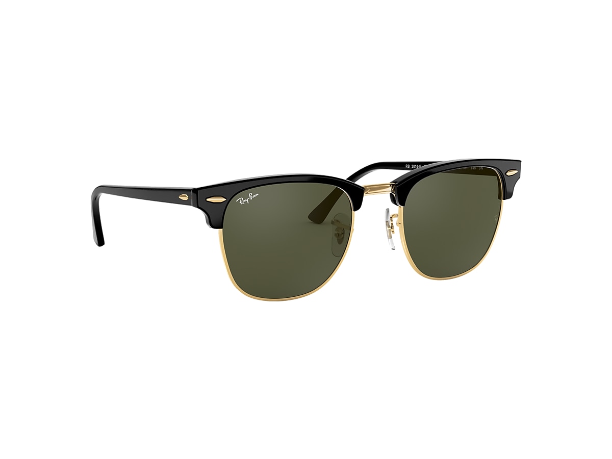 Pijnboom Vervelend het laatste Clubmaster Classic Sunglasses in Black On Gold and Green | Ray-Ban®