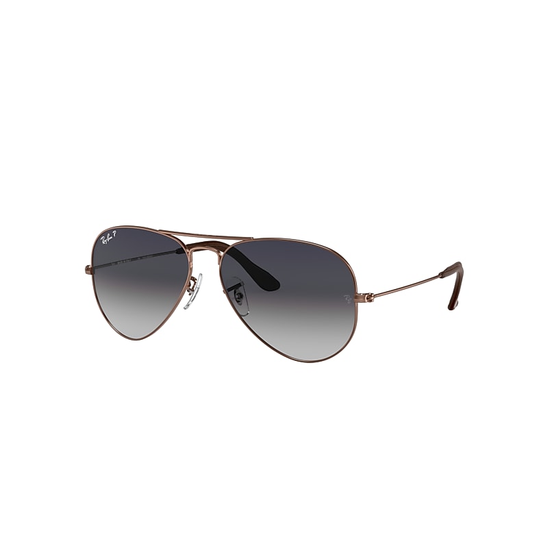 Ray-Ban Aviator @collection Sunglasses Bronze-copper Frame Blue Lenses Polarized 58-14