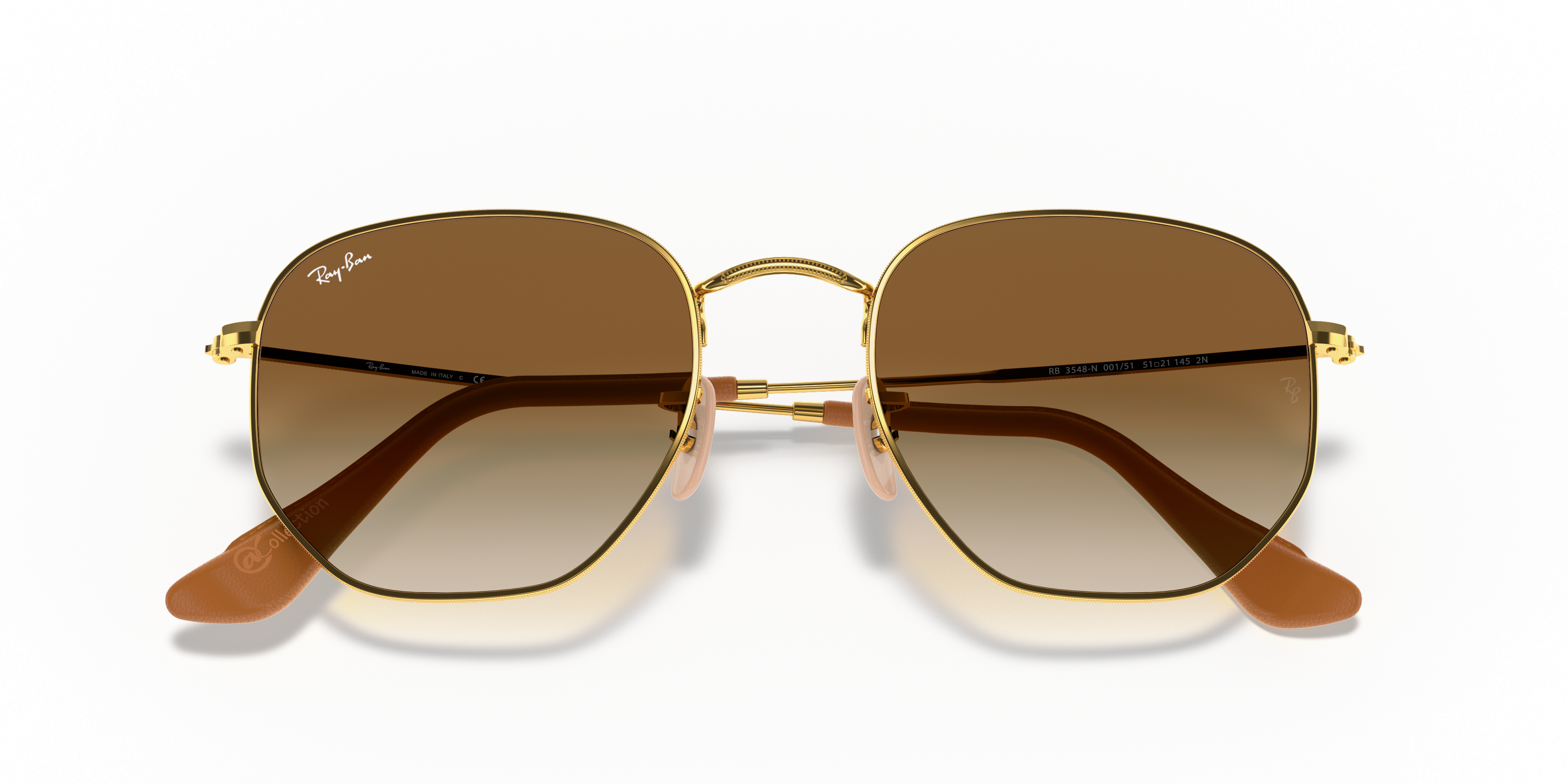 ray ban hexagonal brown gold