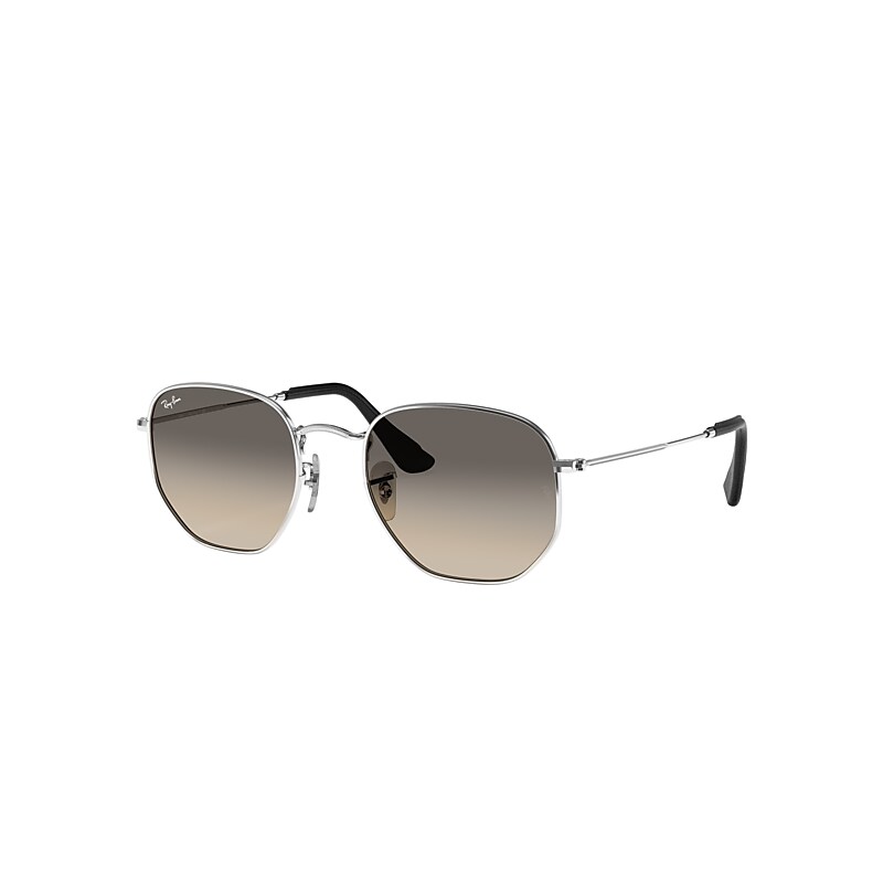Ray-Ban Hexagonal @collection Sunglasses Silver Frame Grey Lenses 51-21
