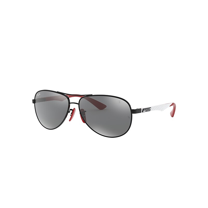 Ray-Ban Rb8313m Scuderia Ferrari Collection Sunglasses Black Frame Silver Lenses 61-13