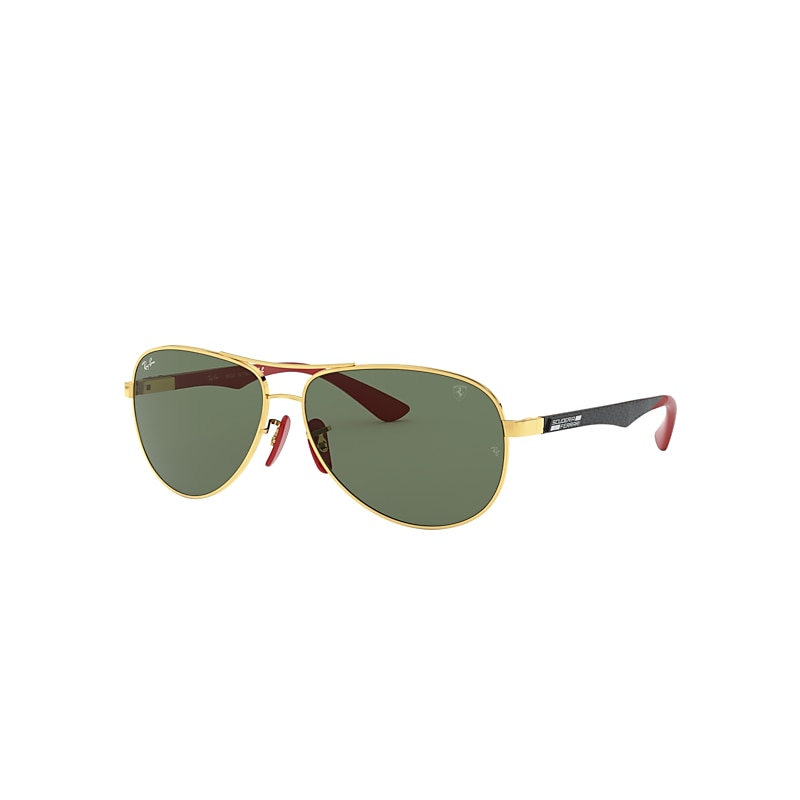 Ray-Ban Rb8313m Scuderia Ferrari Collection Sunglasses Black Frame Green Lenses 61-13