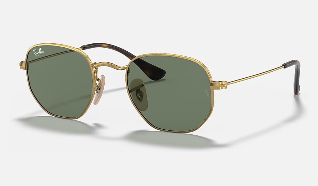 Hexagonal Kids Sunglasses in Gold and Green | Ray-Ban®