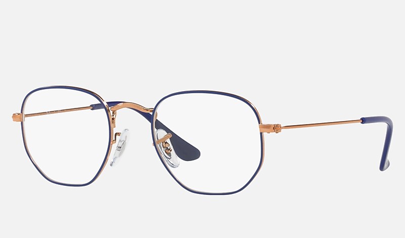 HEXAGONAL OPTICS KIDS Eyeglasses with Blue On Copper Frame