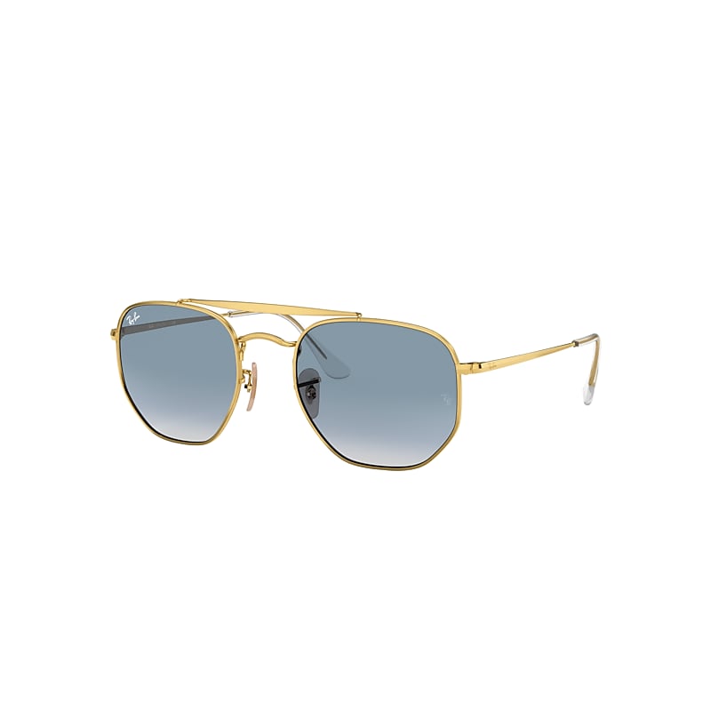 Ray-Ban Marshal Sunglasses Gold Frame Blue Lenses 54-21