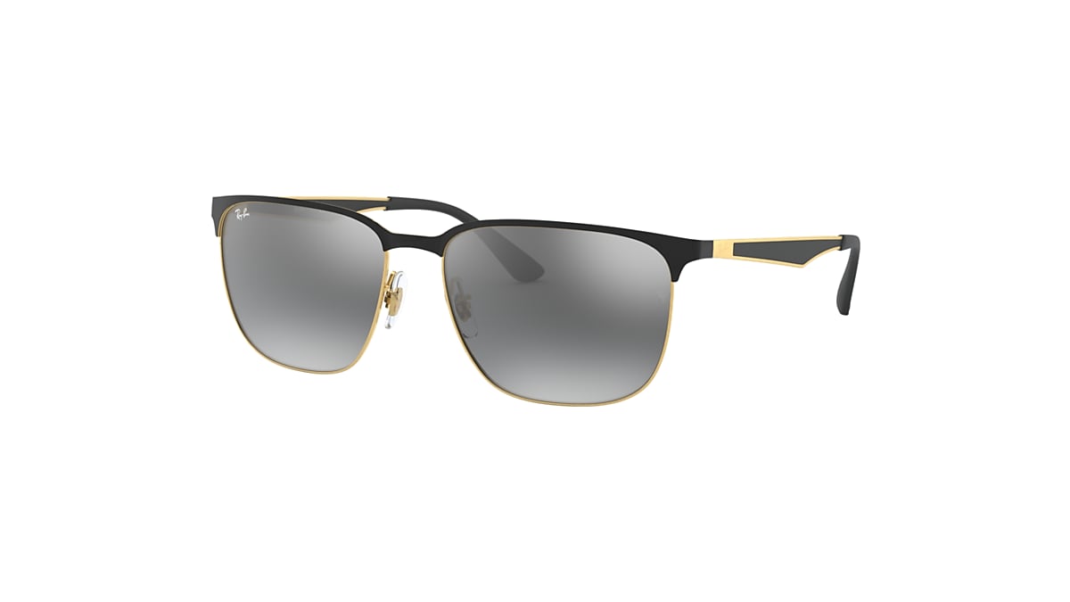 RB3569 Sunglasses in Black On Gold and Grey Gradient Mirror RB3569 Sunglasses in Black On Gold and Grey Gradient Mirror