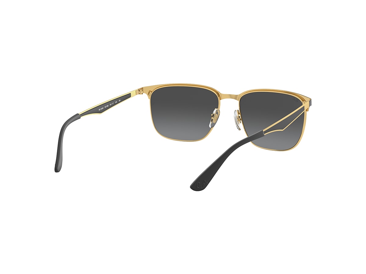 RB3569.9004/8G.59口17/145 RB3569 Sunglasses in Black On Gold and Grey Gradient Mirror