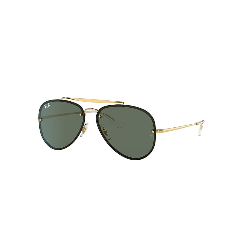 Ray-Ban Blaze Aviator Sunglasses Gold Frame Green Lenses 61-13