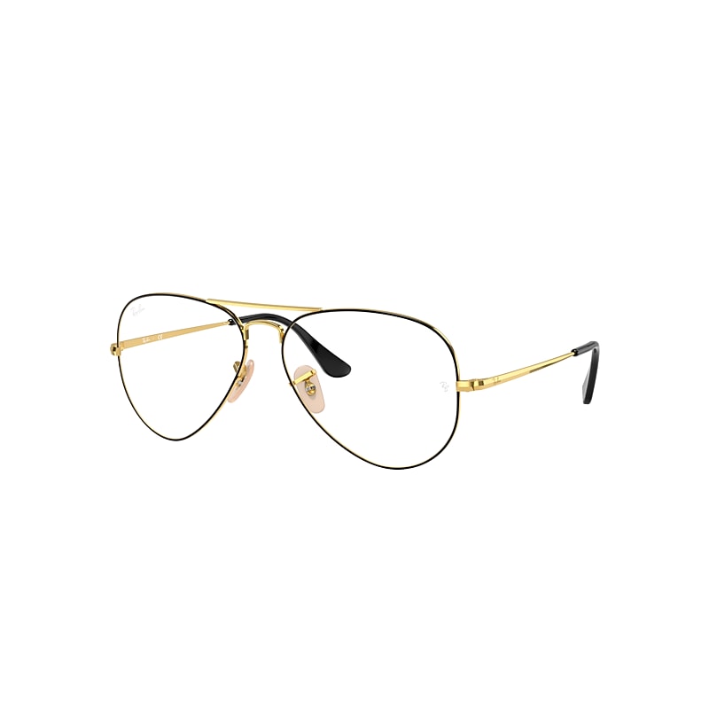 Ray-Ban Aviator Optics Eyeglasses Gold Frame Clear Lenses Polarized 58-14