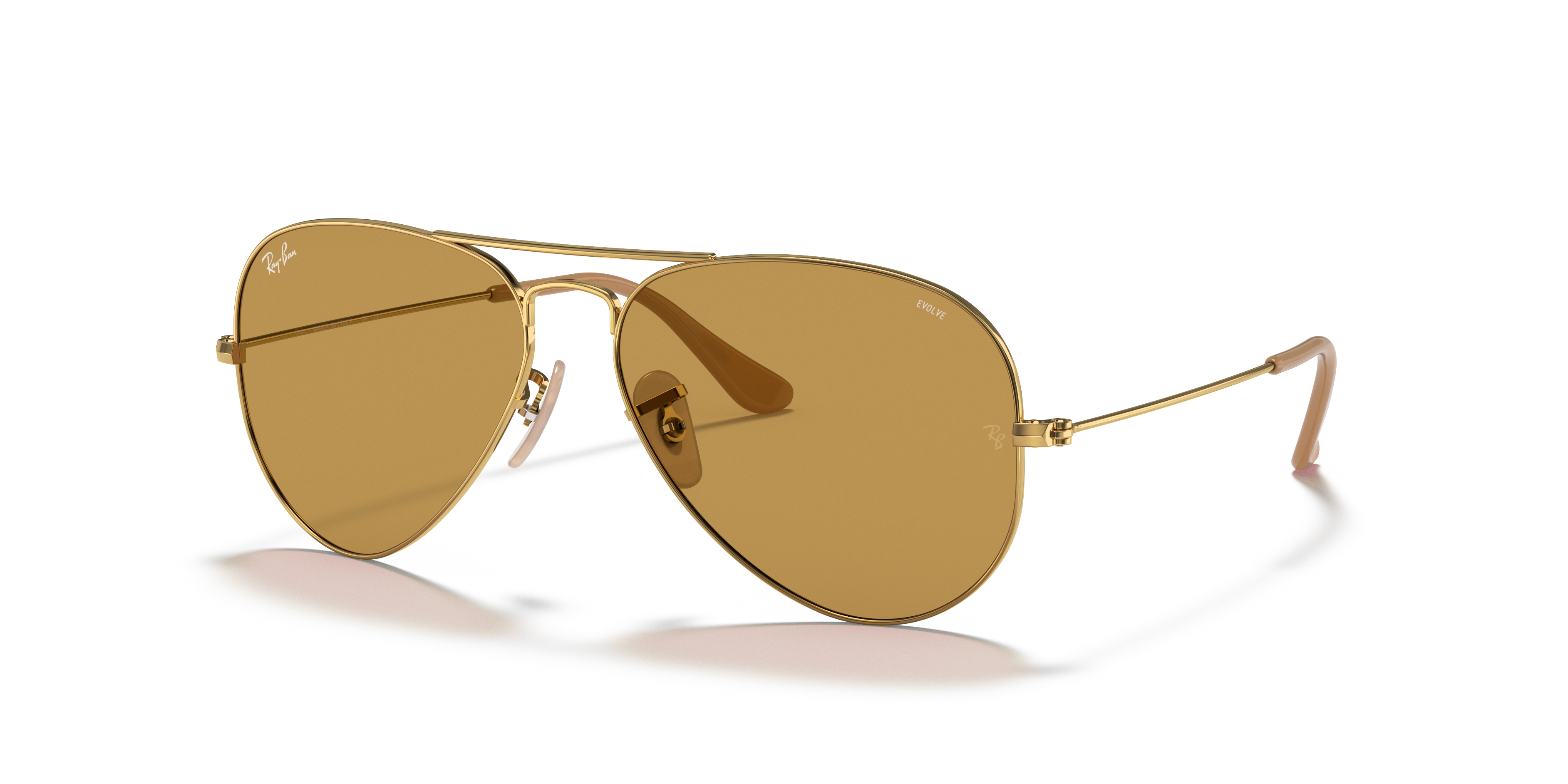 gold rimmed ray ban glasses