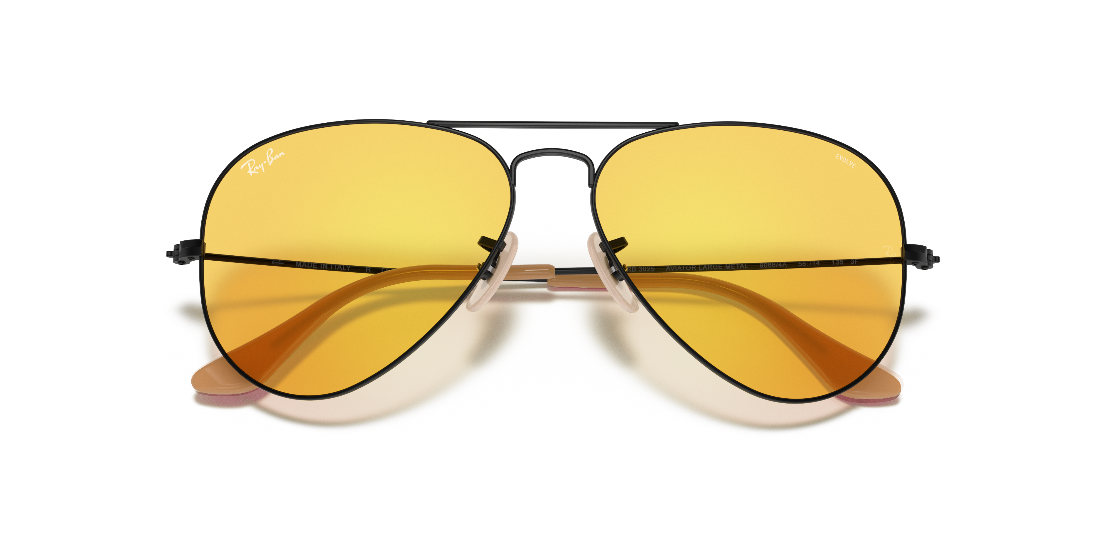 ray ban aviator black frame yellow lens