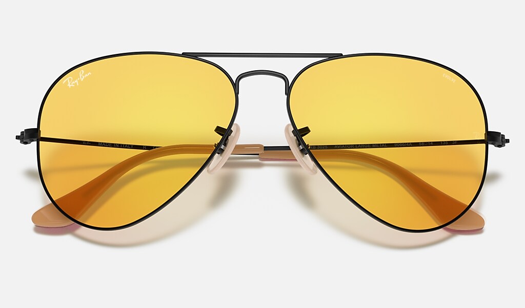 Aviator Washed Evolve Sunglasses in Preto and Yellow Photochromic