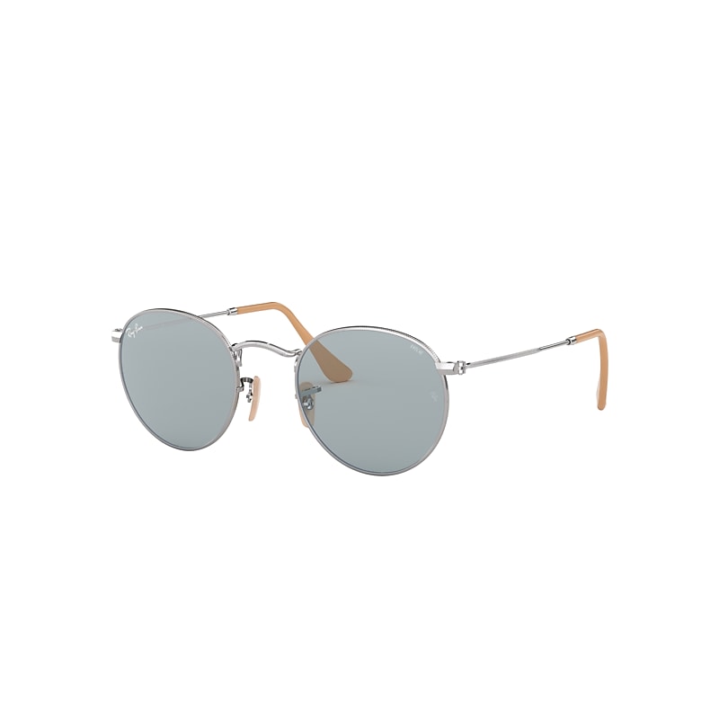 Ray-Ban Round Washed Evolve Sunglasses Silver Frame Blue Lenses 50-21 product image