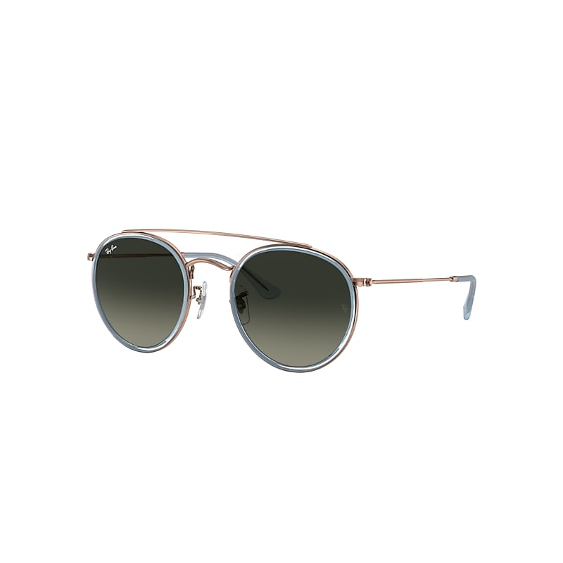 Ray-Ban Round Double Bridge Sunglasses Bronze-copper Frame Grey Lenses 51-22